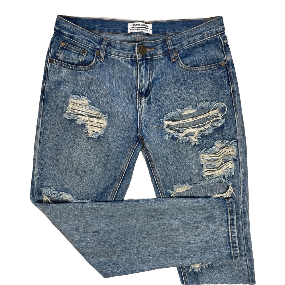 One X By One Teaspoon Awesome Baggies Low Waist Medium Rise Distressed Jeans 26